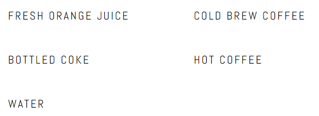 美國Eggslut餐牌——DRINKS