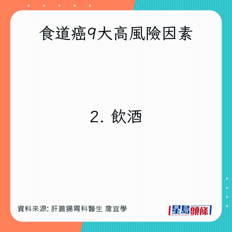 食道癌9大高風(fēng)險因素：飲酒