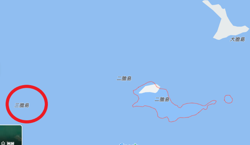 三膽島位置。 （取自Google地圖）