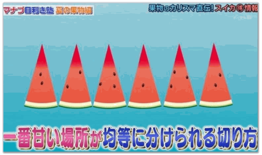將西瓜切成三角形，便能平分最甜部分。