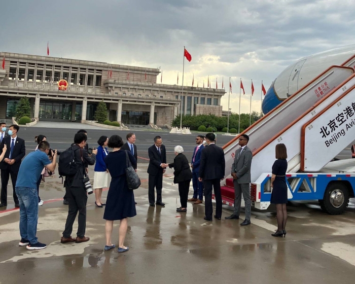 美國(guó)財(cái)長(zhǎng)耶倫（Janet Yellen）已抵達(dá)北京首都機(jī)場(chǎng)。