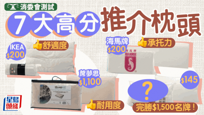 消委會測試市面上15款枕頭，7大高分枕頭推薦