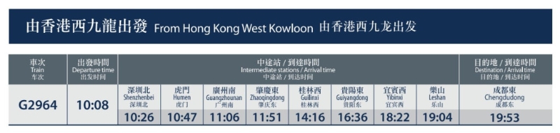 香港西九龍站出發(fā)的G2964駛經(jīng)桂林西站。
