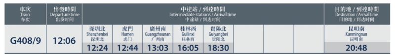 香港西九龍站出發(fā)的G408車次駛經(jīng)桂林西站。