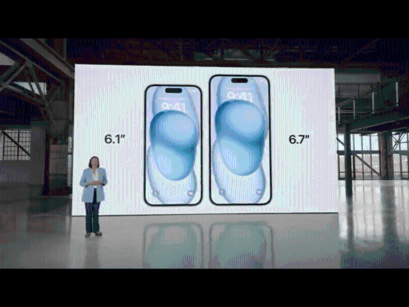 iPhone 15及iPhone 15 Plus屏幕尺寸分別是6.1吋及6.7吋。