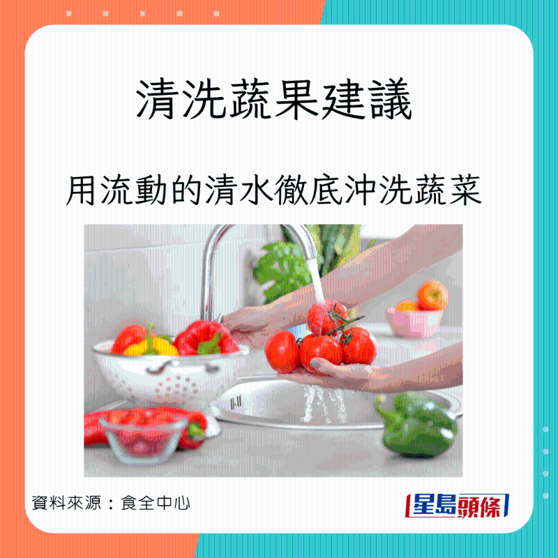 本港食安中心建議清洗蔬菜的方法。