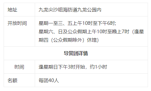 香港文物探知館開放時間