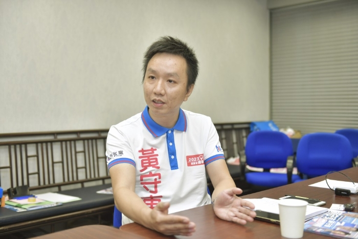 新民黨區(qū)議會(huì)灣仔區(qū)候選人黃守東。