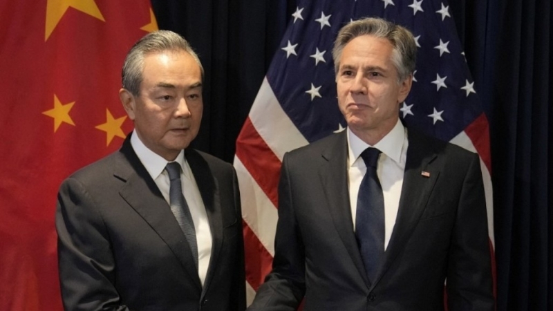 今日上午，中共中央政治局委員、外交部長王毅在北京同美國國務卿布林肯舉行會談。