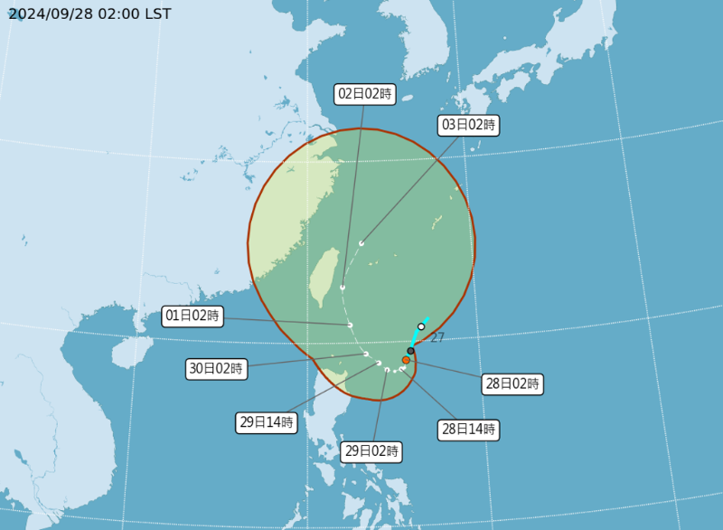 山陀兒臺(tái)風(fēng)預(yù)計(jì)今白天生成，強(qiáng)度至少達(dá)中臺(tái)，暴風(fēng)可能籠罩全臺(tái)。