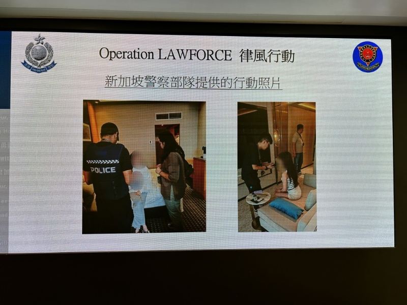 新加坡警察部隊(duì)在當(dāng)?shù)鼐胁兑幻倏厝毡拘怨ぷ髡哔u淫的集團(tuán)成員及3名性工作者。
