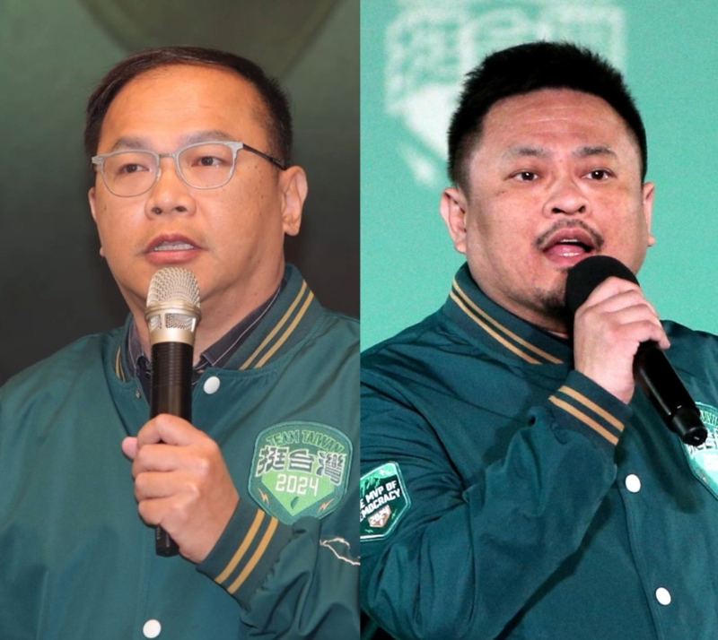 洪申翰（右）接任“勞動部長”，民進黨政策會執(zhí)行長王義川（左）遞補“立委”一職。