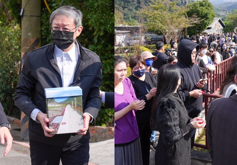 瓊瑤陽明山花葬，兒子陳中維手捧骨灰，百位粉絲相送。