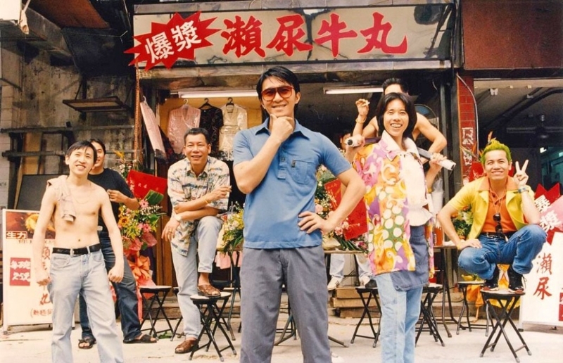 徐志雄（左一）在《食神》中沒有角色名，卻獲得在宣傳海報上露面。