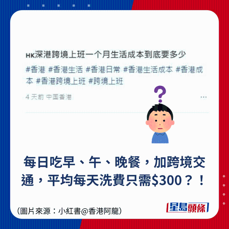 每日吃早、午、晚餐，加跨境交通，平均每天洗費只需$300？！