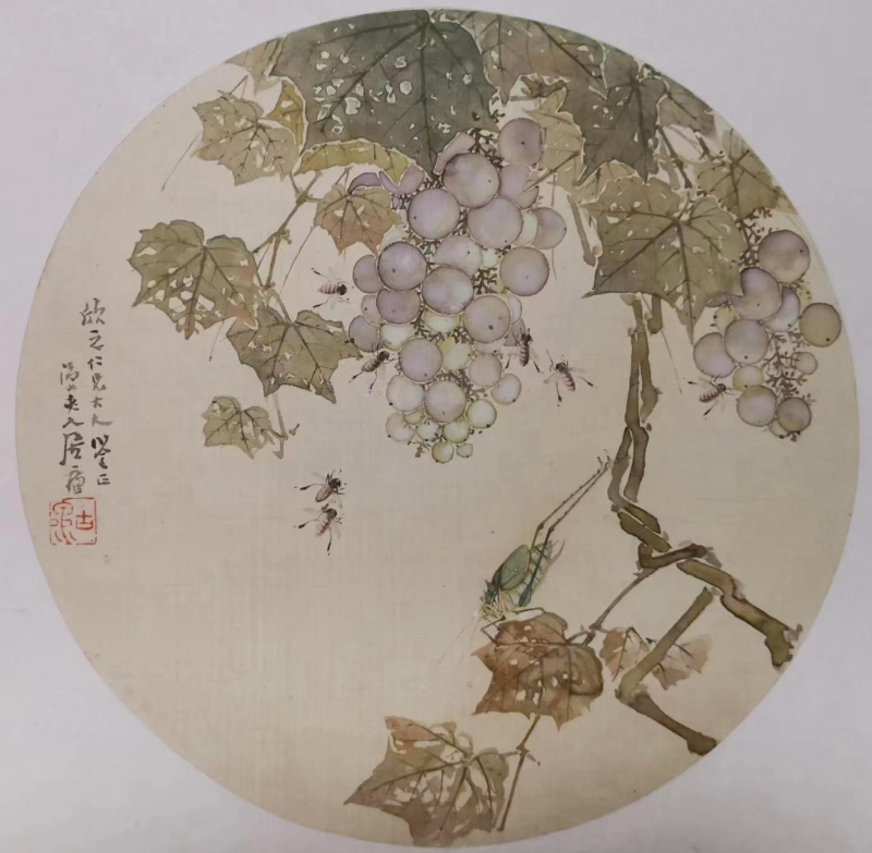 居廉《葡萄昆蟲(chóng)圖》