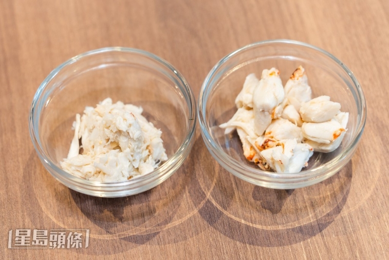以不同部位的蟹肉入饌。