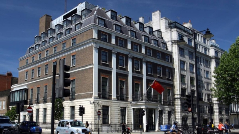 圖為中國駐英使館。資料圖片