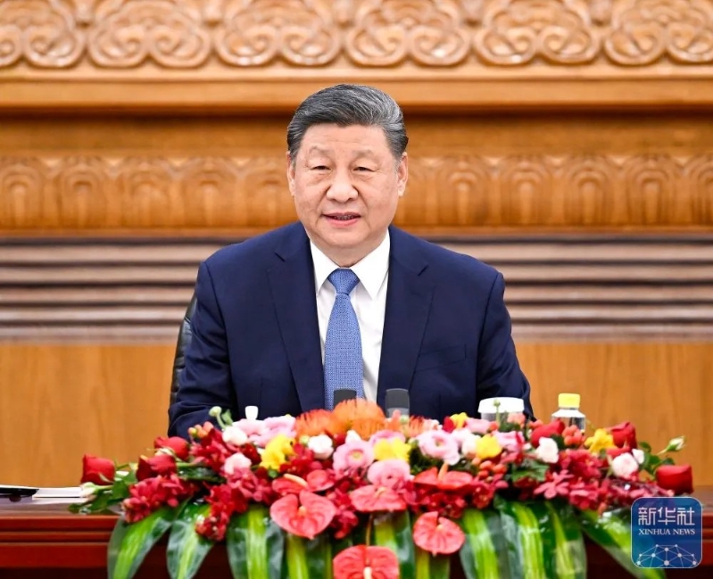 習近平會見國際工商界代表。新華社