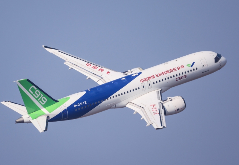 中國商飛制造的C919窄體干線民航客機。新華社