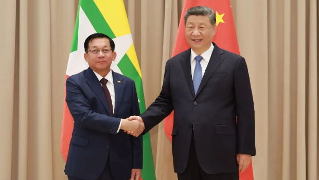 習(xí)近平主席會(huì)見緬甸領(lǐng)導(dǎo)人敏昂萊。