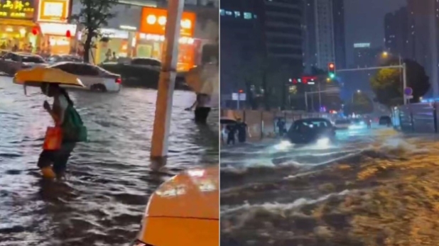 極端天氣︱長(zhǎng)沙暴雨最高小時(shí)雨量95.8毫米，駕車(chē)如開(kāi)船