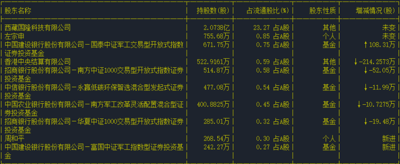 截至日期：2025-03-31 十大流通股東情況
