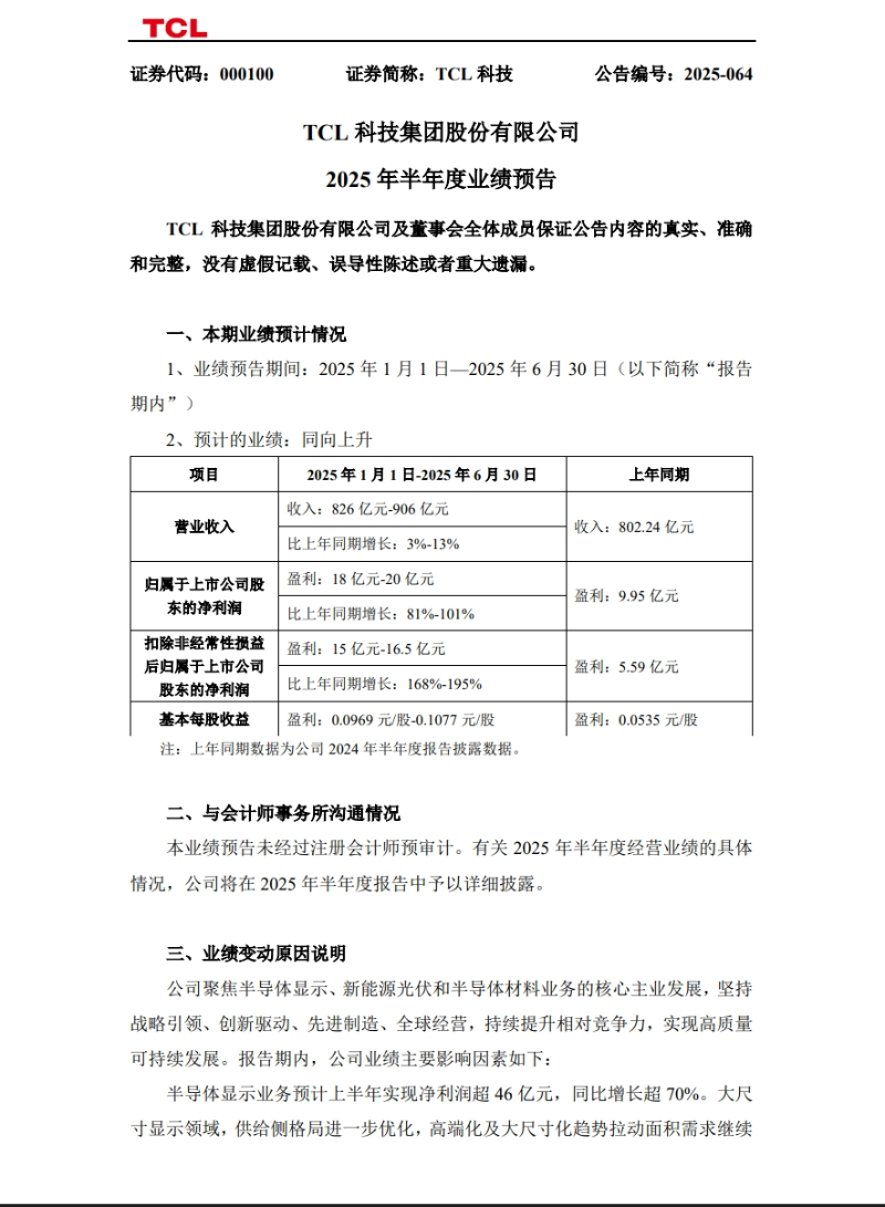 業(yè)績預(yù)告