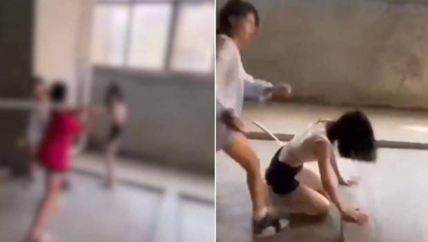 受害女童被逼脫剩胸圍，遭各種暴力施虐。