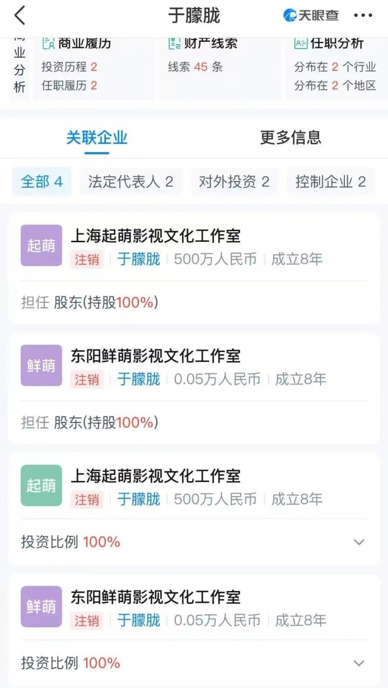 于朦朧名下公司 于朦朧名下公司
