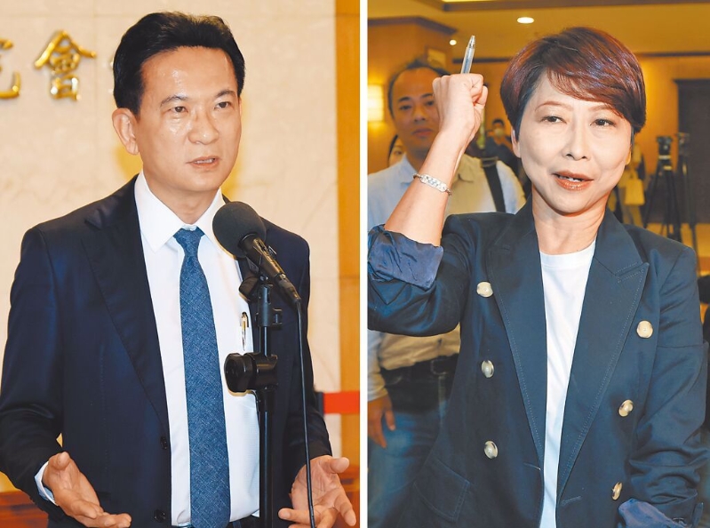 民進黨“立委”林俊憲（左）、陳亭妃（右）。