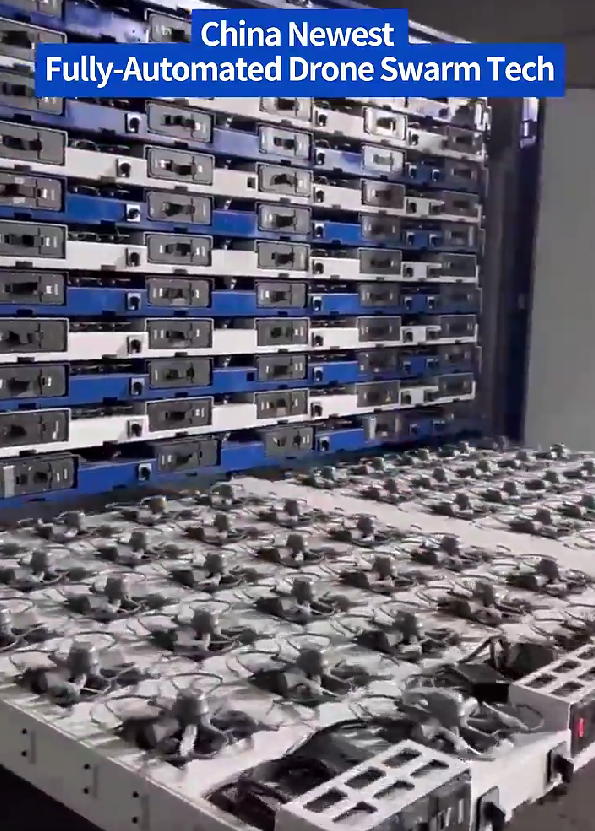 中國科技公司展示新型無人機(jī)貨柜收發(fā)集群技術(shù):一鍵快速放飛和回收數(shù)千架無人機(jī)